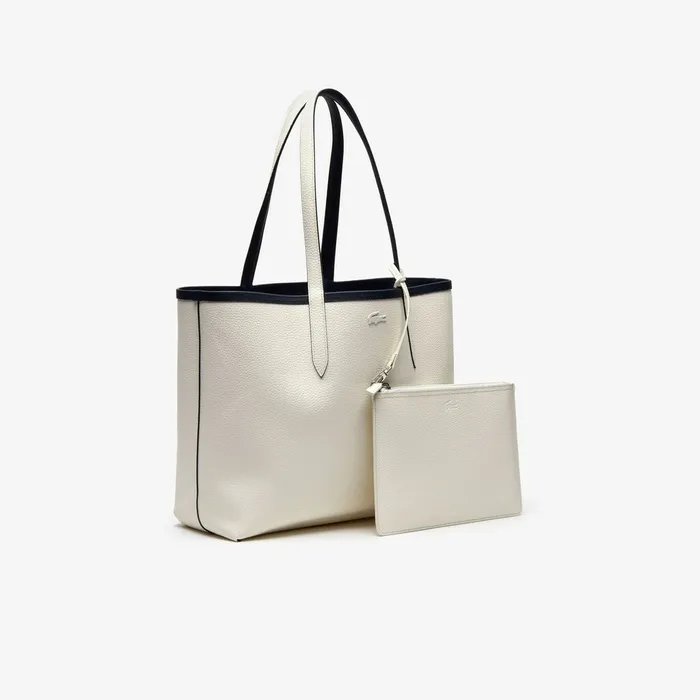 Bags Lacoste Womens Anna Reversible Tote Bag Dark Sapphire Marshmallow Online Store
