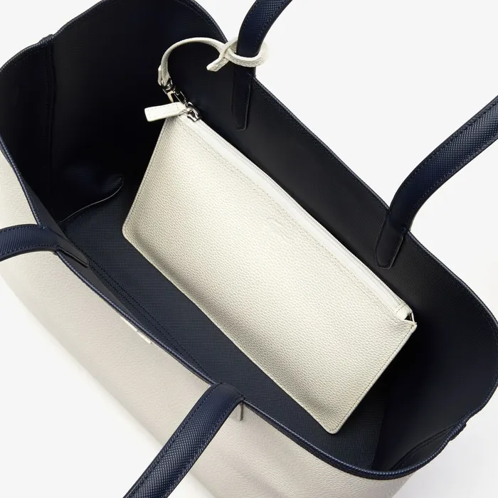 Bags Lacoste Womens Anna Reversible Tote Bag Dark Sapphire Marshmallow Online Store