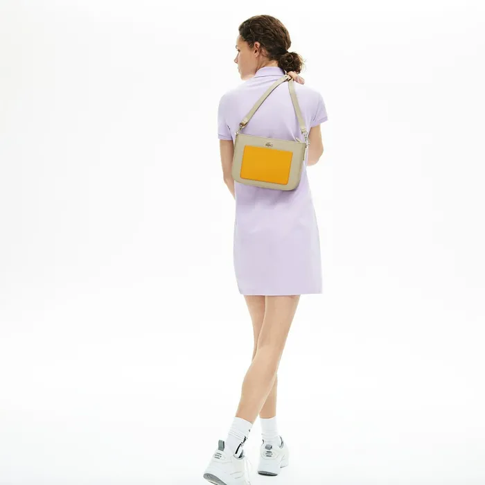 Bags Lacoste Womens Chantaco Colourblock Piqu Leather Shoulder Bag Fog Samoan Sun Gift for Friend Bags Lacoste Womens Chantaco Colourblock Piqu Leather Shoulder Bag Fog Samoan Sun Gift for Friend