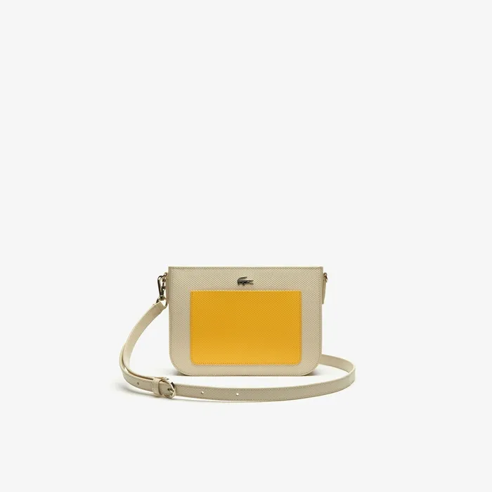 Bags Lacoste Womens Chantaco Colourblock Piqu Leather Shoulder Bag Fog Samoan Sun Gift for Friend