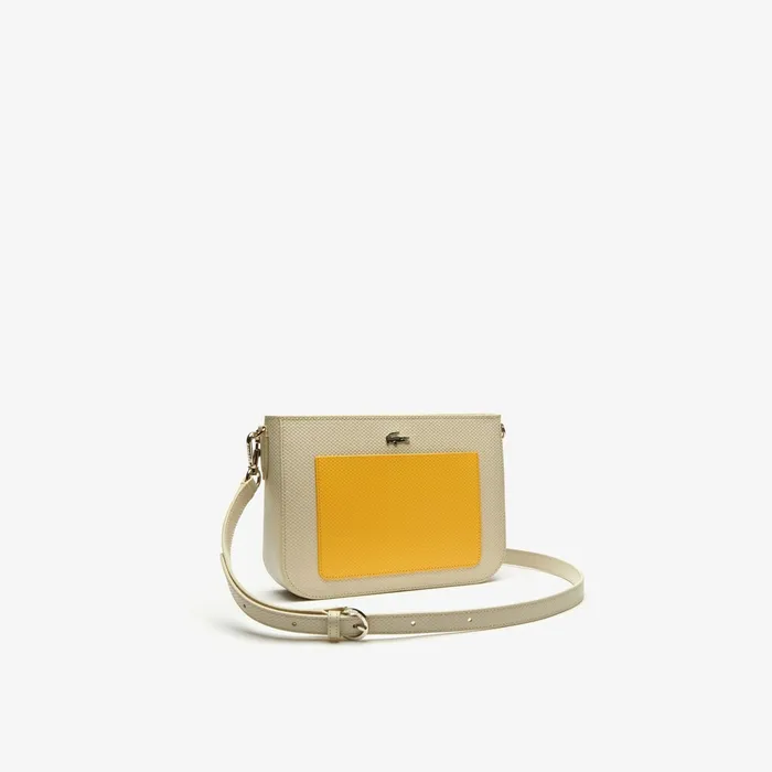 Bags Lacoste Womens Chantaco Colourblock Piqu Leather Shoulder Bag Fog Samoan Sun Gift for Friend
