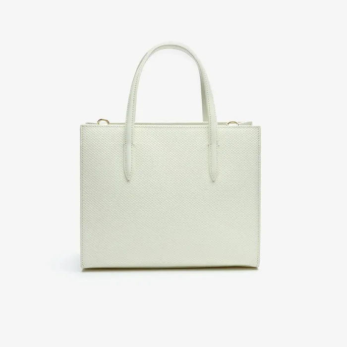 Bags Lacoste Womens Chantaco Dual Carry Piqu Zip Leather Tote Marshmallow Outlet