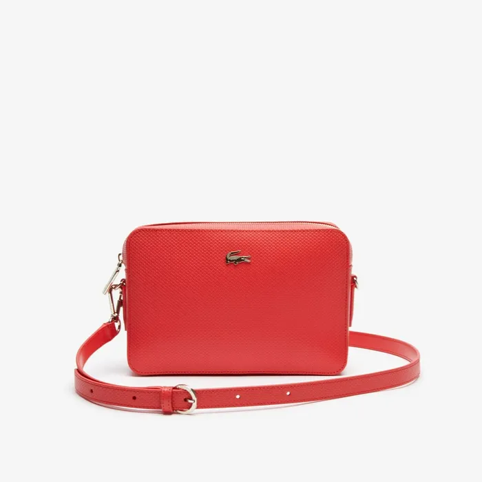 Bags Lacoste Womens Chantaco Leather Square Shoulder Bag Bittersweet For Sale Online