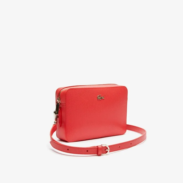 Bags Lacoste Womens Chantaco Leather Square Shoulder Bag Bittersweet For Sale Online