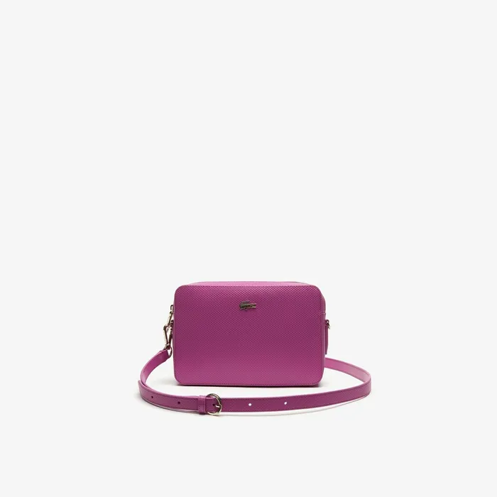Bags Lacoste Womens Chantaco Leather Square Shoulder Bag Meadow Mauve Shop