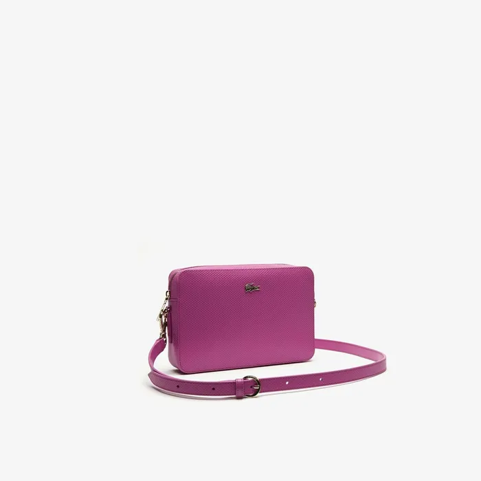 Bags Lacoste Womens Chantaco Leather Square Shoulder Bag Meadow Mauve Shop