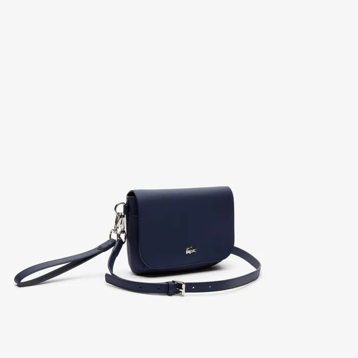Bags Lacoste Womens Daily Classic Coated Piqu Canvas Flap Shoulder Bag Peacoat For Sale Online