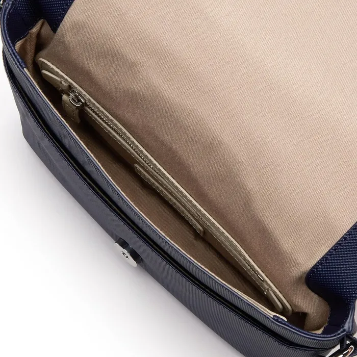 Bags Lacoste Womens Daily Classic Coated Piqu Canvas Flap Shoulder Bag Peacoat For Sale Online