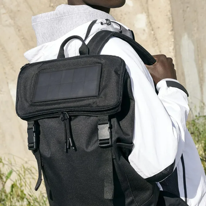 Bags Lacoste Womens InfiniT Solar Charger Backpack Black Gift for Friend