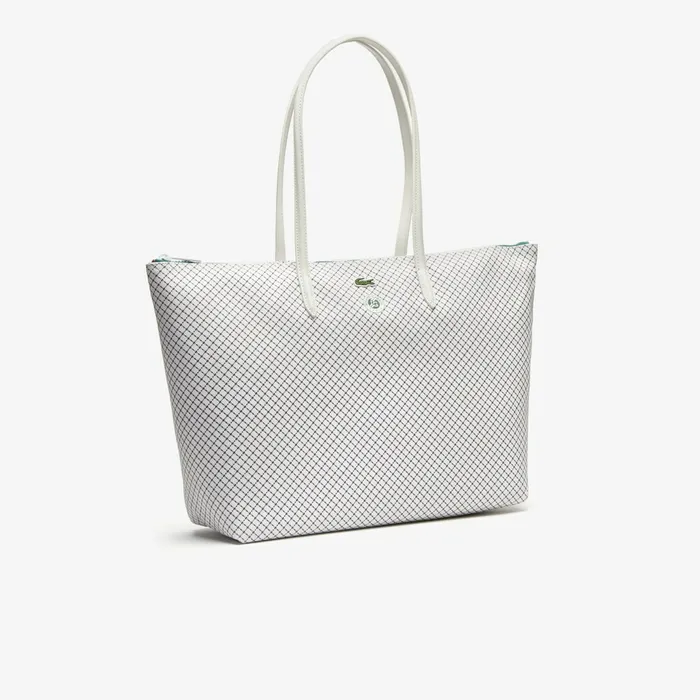 Bags Lacoste Womens Roland Garros Panama Hat Print Zippered Tote Panama Gift Ideas