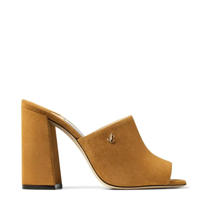 Baia 100 Cuoio Suede BlockHeel Mules Cuoio Women JIMMY CHOO Mules