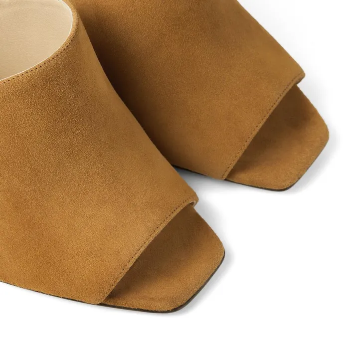 Baia 100 Cuoio Suede BlockHeel Mules Cuoio Women JIMMY CHOO Mules