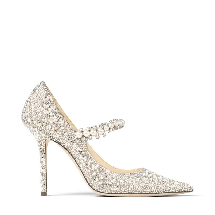 Baily 100 Ballet Pink Suede Mary Jane Pumps With Crystal And Pearl Embellishment Ballet Pink Women JIMMY CHOO Bridal Shoes Baily 100 Ballet Pink Suede Mary Jane Pumps With Crystal And Pearl Embellishment Ballet Pink Women JIMMY CHOO Bridal Shoes