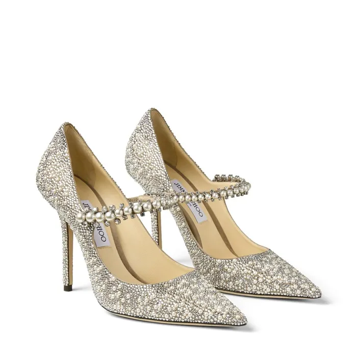 Baily 100 Ballet Pink Suede Mary Jane Pumps With Crystal And Pearl Embellishment Ballet Pink Women JIMMY CHOO Bridal Shoes