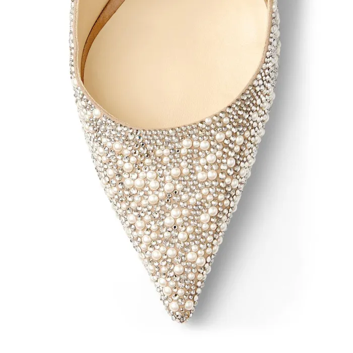 Baily 100 Ballet Pink Suede Mary Jane Pumps With Crystal And Pearl Embellishment Ballet Pink Women JIMMY CHOO Bridal Shoes