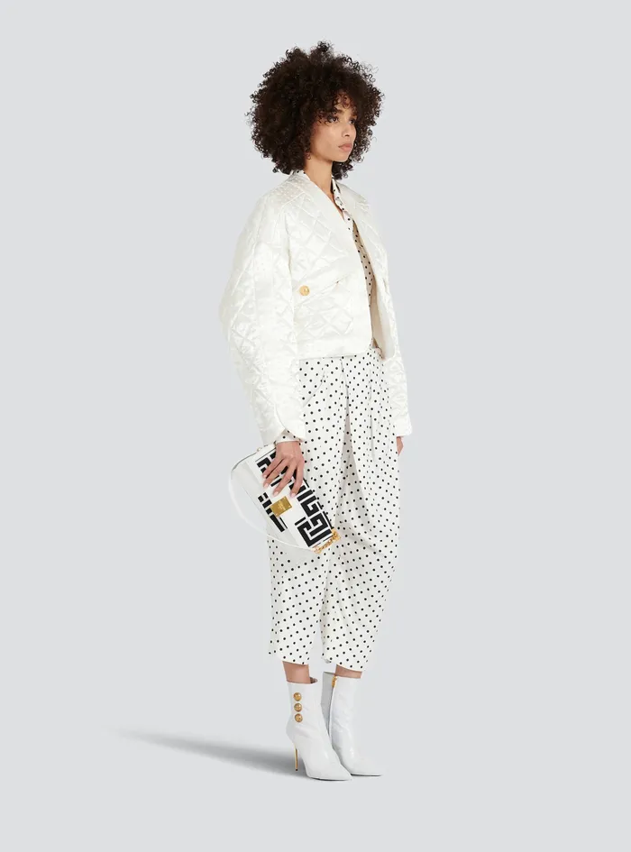 Balmain 1945 Bags Womens Bicolor Jacquard 1945 Clutch Bag With Leather Panel White Balmain 1945 Bags Womens Bicolor Jacquard 1945 Clutch Bag With Leather Panel White