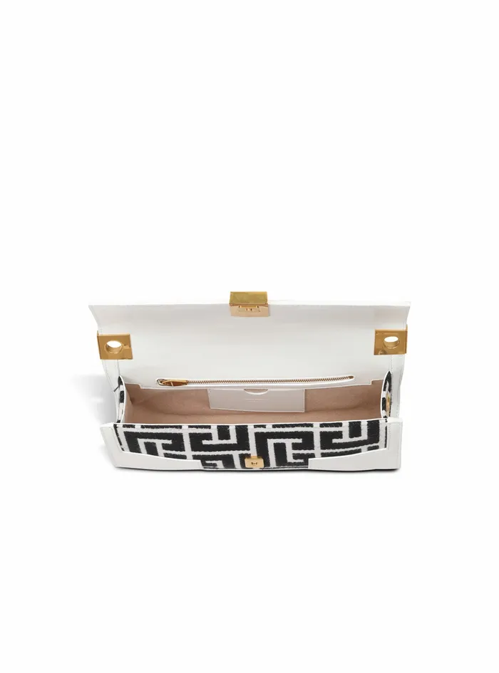Balmain 1945 Bags Womens Bicolor Jacquard 1945 Clutch Bag With Leather Panel White Balmain 1945 Bags Womens Bicolor Jacquard 1945 Clutch Bag With Leather Panel White