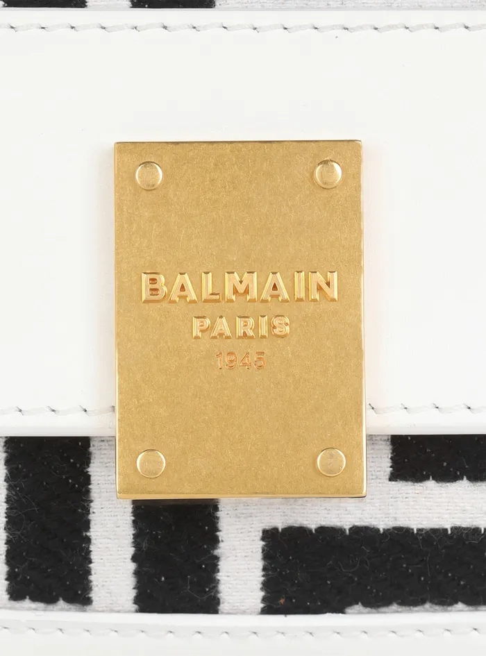 Balmain 1945 Bags Womens Bicolor Jacquard 1945 Clutch Bag With Leather Panel White Balmain 1945 Bags Womens Bicolor Jacquard 1945 Clutch Bag With Leather Panel White