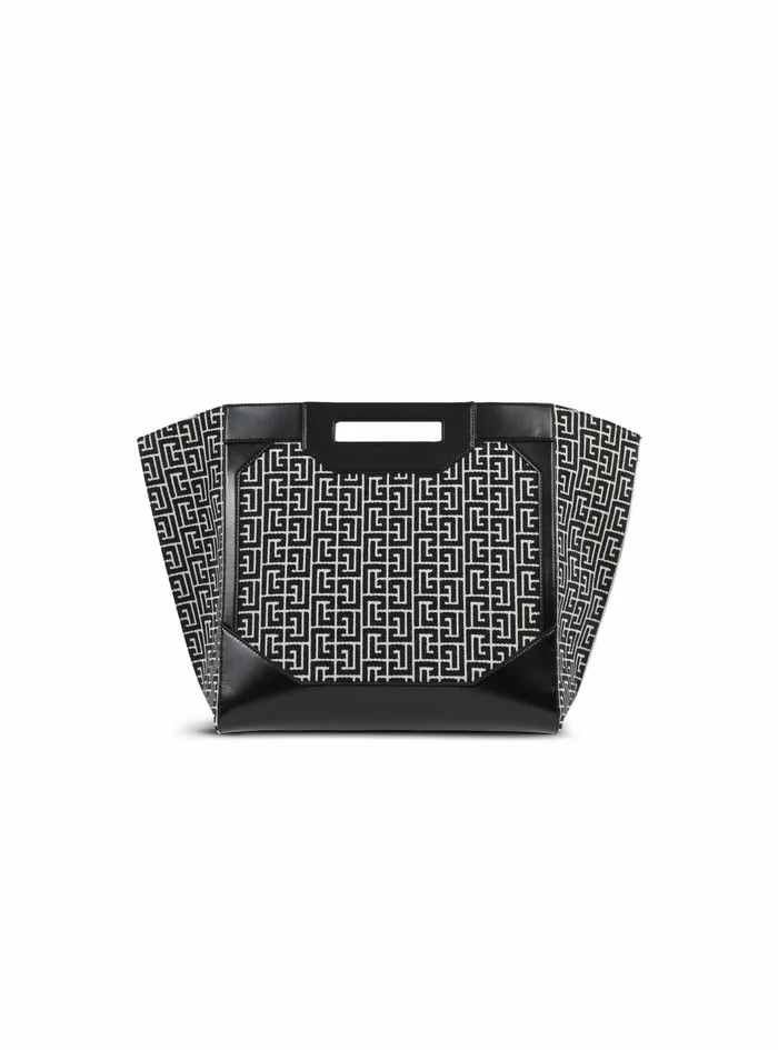 Balmain 1945 Bags Womens Bicolor Jacquard 1945 Tote Bag Black