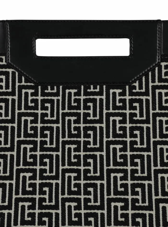 Balmain 1945 Bags Womens Bicolor Jacquard 1945 Tote Bag Black Balmain 1945 Bags Womens Bicolor Jacquard 1945 Tote Bag Black