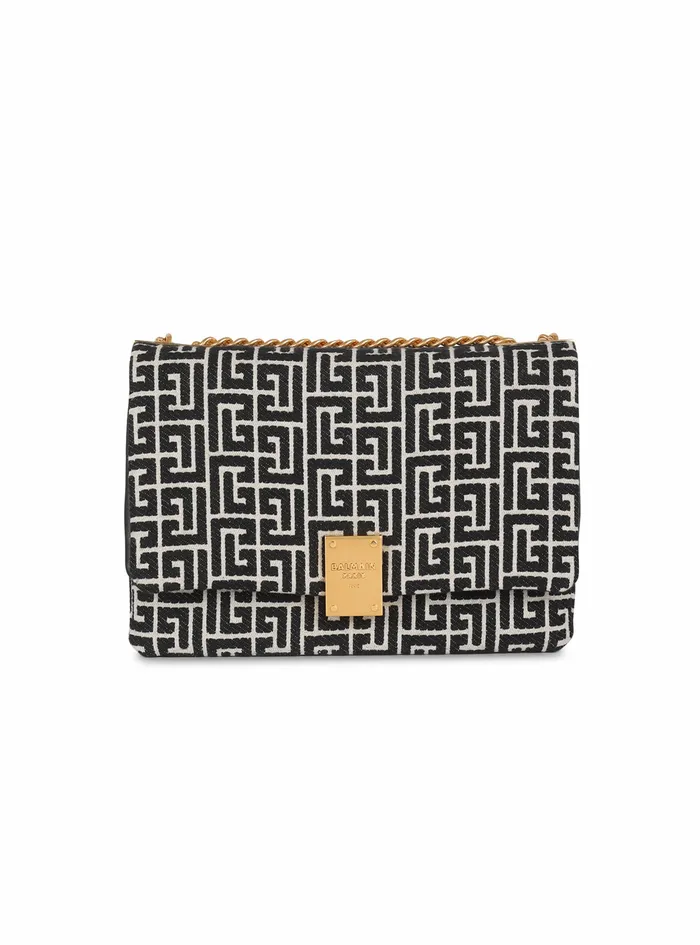 Balmain 1945 Bags Womens Monogram Jacquard 1945 Soft Bag Black