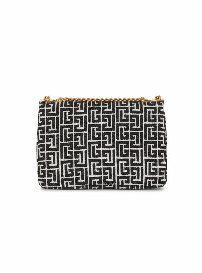 Balmain 1945 Bags Womens Monogram Jacquard 1945 Soft Bag Black