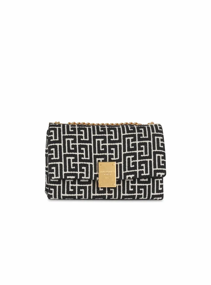 Balmain 1945 Bags Womens SmallSized Monogram Jacquard 1945 Soft Bag Black