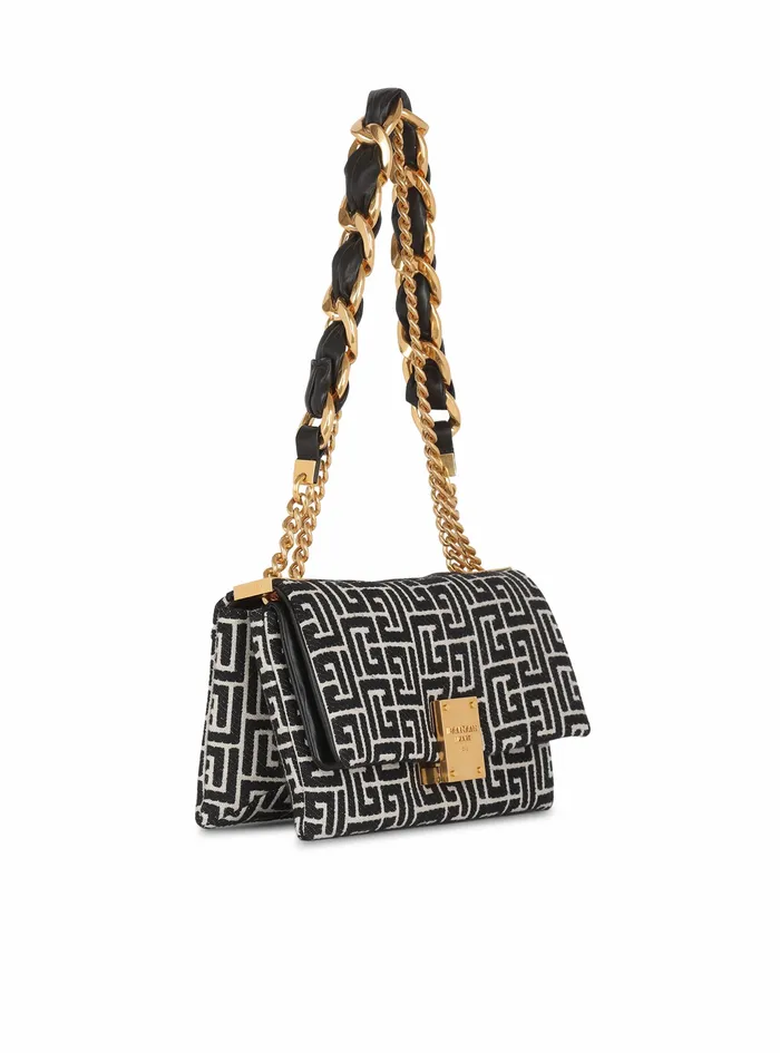 Balmain 1945 Bags Womens SmallSized Monogram Jacquard 1945 Soft Bag Black Balmain 1945 Bags Womens SmallSized Monogram Jacquard 1945 Soft Bag Black