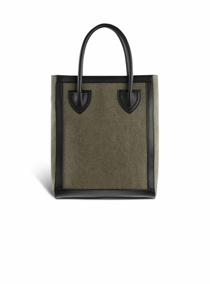 Balmain BArmy Bags Womens Canvas BArmy 26 Bag With Leather Panels Khaki Balmain BArmy Bags Womens Canvas BArmy 26 Bag With Leather Panels Khaki