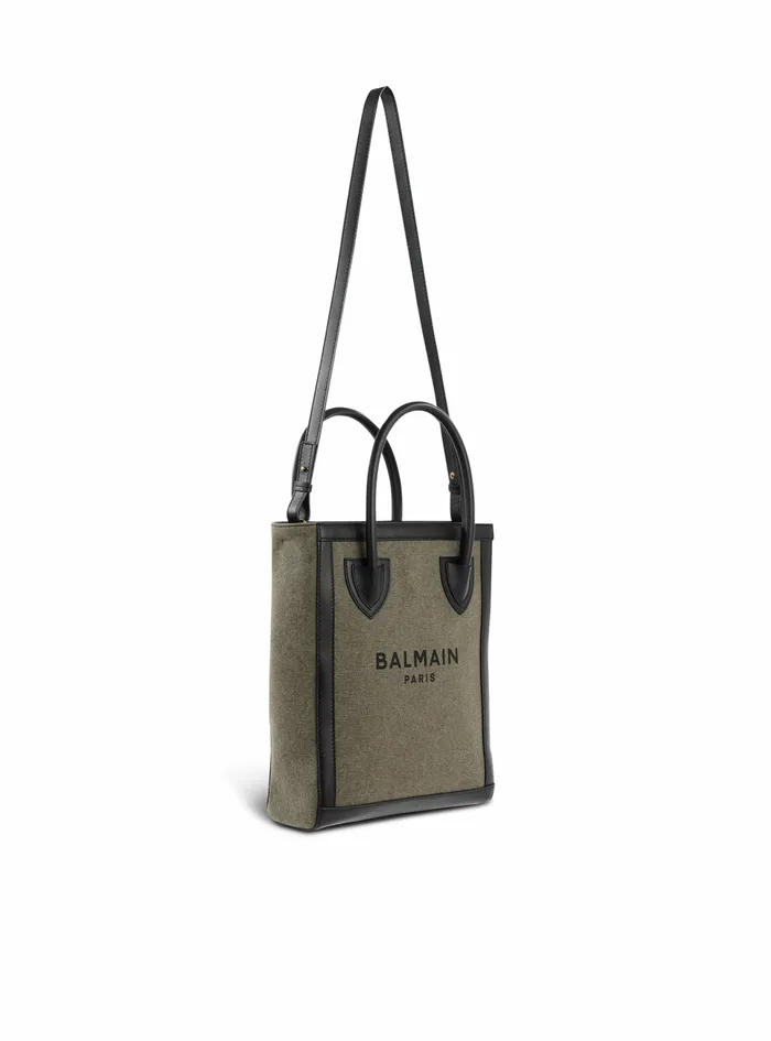 Balmain BArmy Bags Womens Canvas BArmy 26 Bag With Leather Panels Khaki Balmain BArmy Bags Womens Canvas BArmy 26 Bag With Leather Panels Khaki
