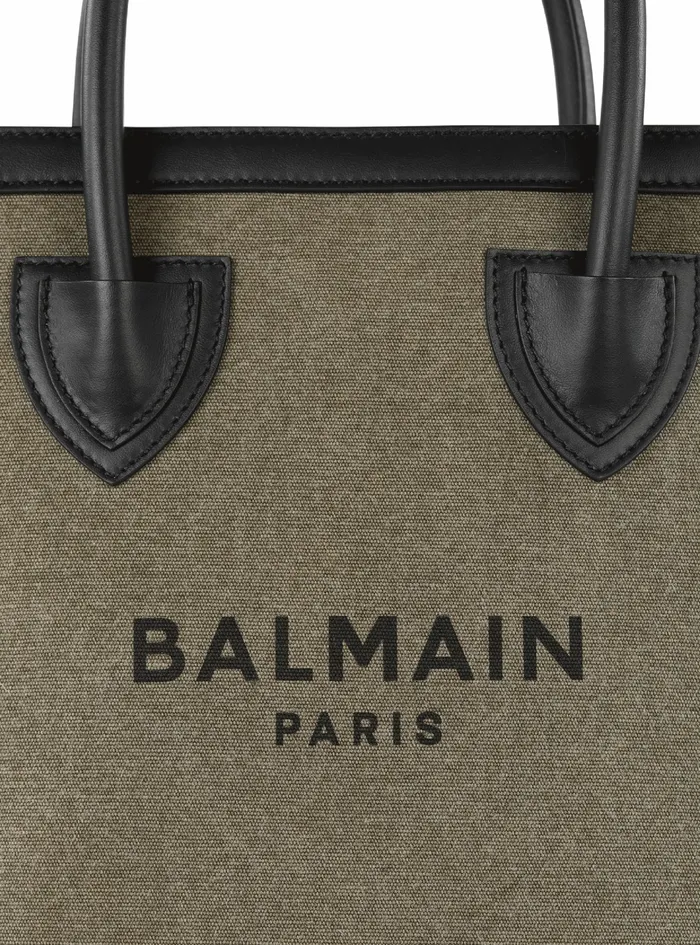 Balmain BArmy Bags Womens Canvas BArmy 26 Bag With Leather Panels Khaki Balmain BArmy Bags Womens Canvas BArmy 26 Bag With Leather Panels Khaki