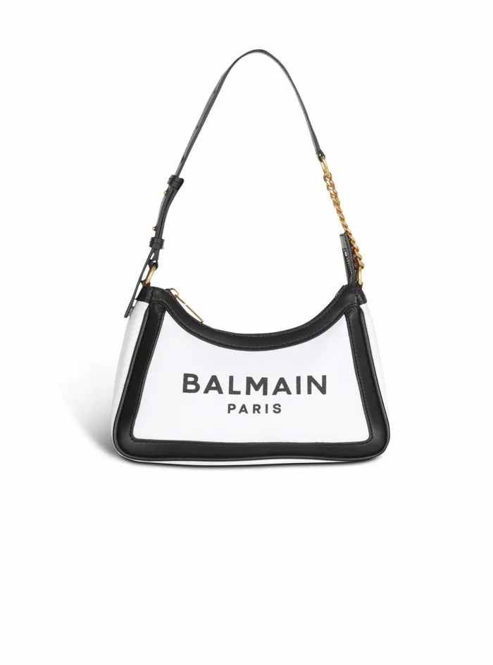 Balmain BArmy Bags Womens Canvas BArmy Bag With Leather Panels White
