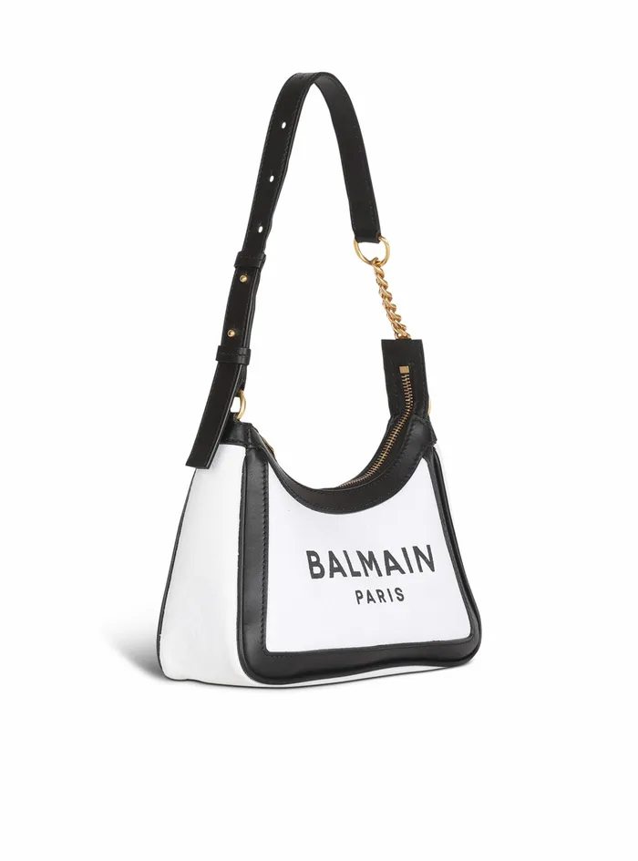 Balmain BArmy Bags Womens Canvas BArmy Bag With Leather Panels White Balmain BArmy Bags Womens Canvas BArmy Bag With Leather Panels White