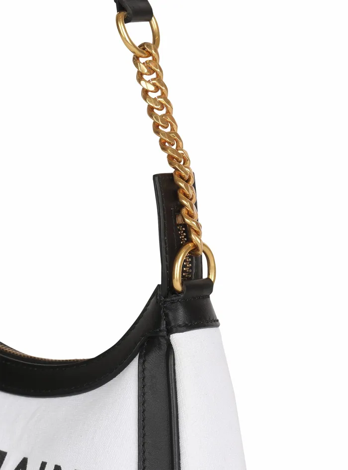 Balmain BArmy Bags Womens Canvas BArmy Bag With Leather Panels White Balmain BArmy Bags Womens Canvas BArmy Bag With Leather Panels White