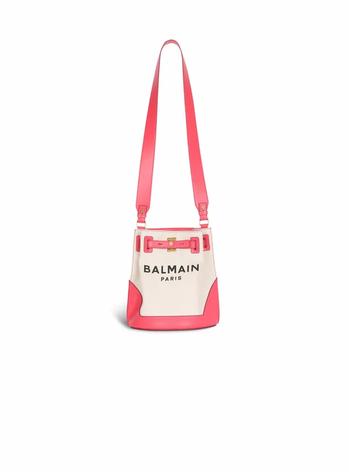 Balmain BArmy Bags Womens Ccanvas BArmy Bucket Bag With Leather Panels Pink