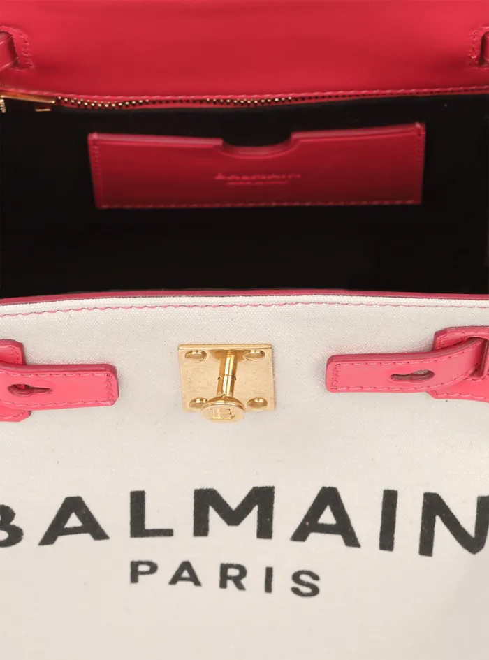 Balmain BArmy Bags Womens Ccanvas BArmy Bucket Bag With Leather Panels Pink Balmain BArmy Bags Womens Ccanvas BArmy Bucket Bag With Leather Panels Pink