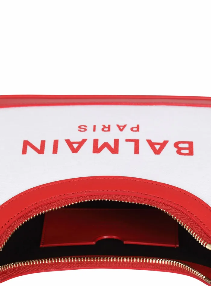 Balmain BArmy Bags Womens Exclusive 8211 Canvas BArmy Handbag With Leather Panels Red Balmain BArmy Bags Womens Exclusive 8211 Canvas BArmy Handbag With Leather Panels Red