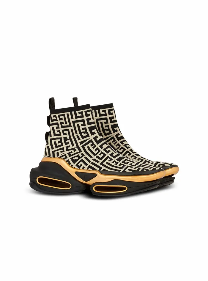 Balmain BBold Womens Kknit And Suede BBold HighTop Sneakers White Balmain BBold Womens Kknit And Suede BBold HighTop Sneakers White