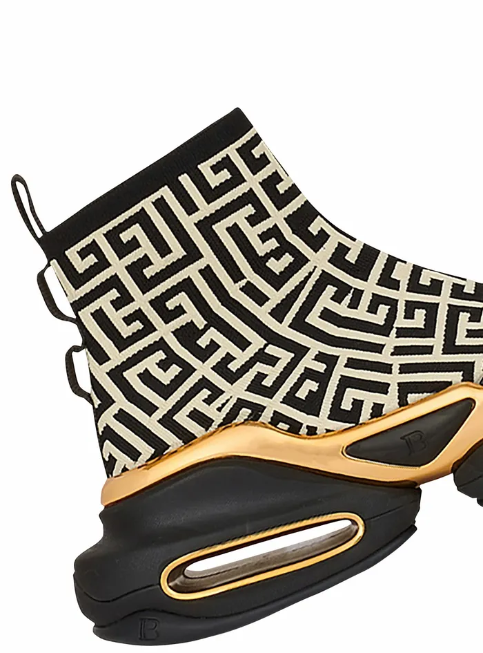 Balmain BBold Womens Kknit And Suede BBold HighTop Sneakers White Balmain BBold Womens Kknit And Suede BBold HighTop Sneakers White