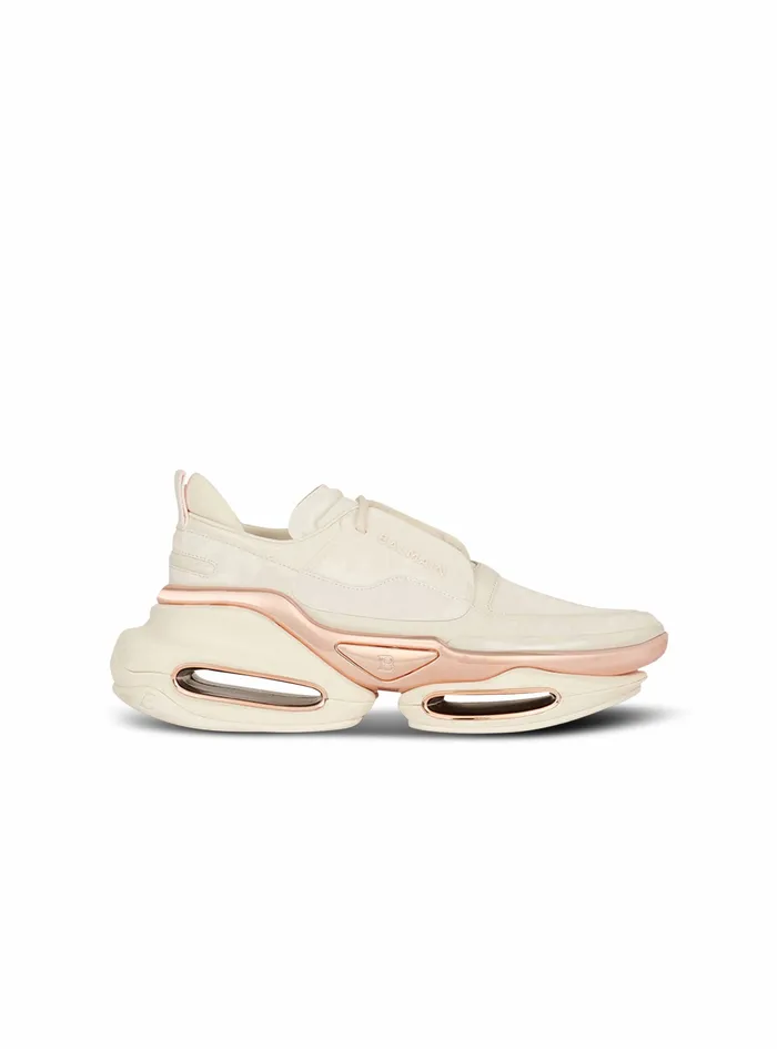 Balmain BBold Womens Leather And Suede BBold LowTop Sneakers White