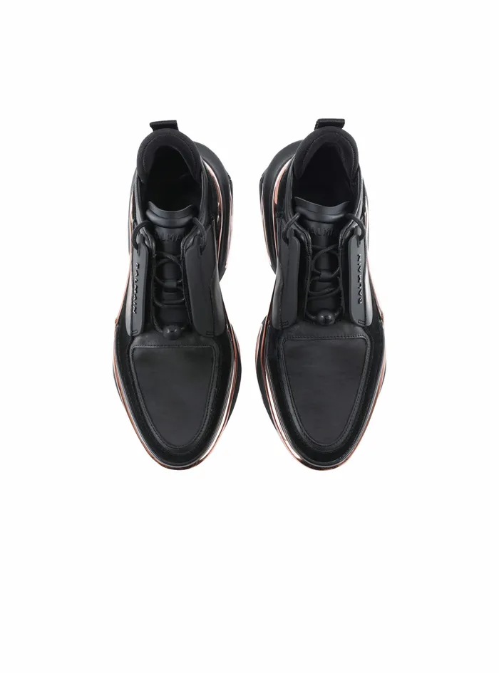 Balmain BBold Womens Leather Metal And Suede BBold LowTop Sneakers Black Balmain BBold Womens Leather Metal And Suede BBold LowTop Sneakers Black