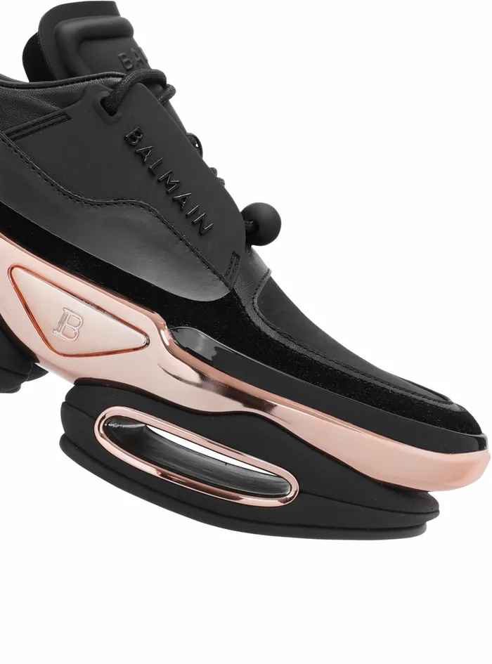 Balmain BBold Womens Leather Metal And Suede BBold LowTop Sneakers Black Balmain BBold Womens Leather Metal And Suede BBold LowTop Sneakers Black
