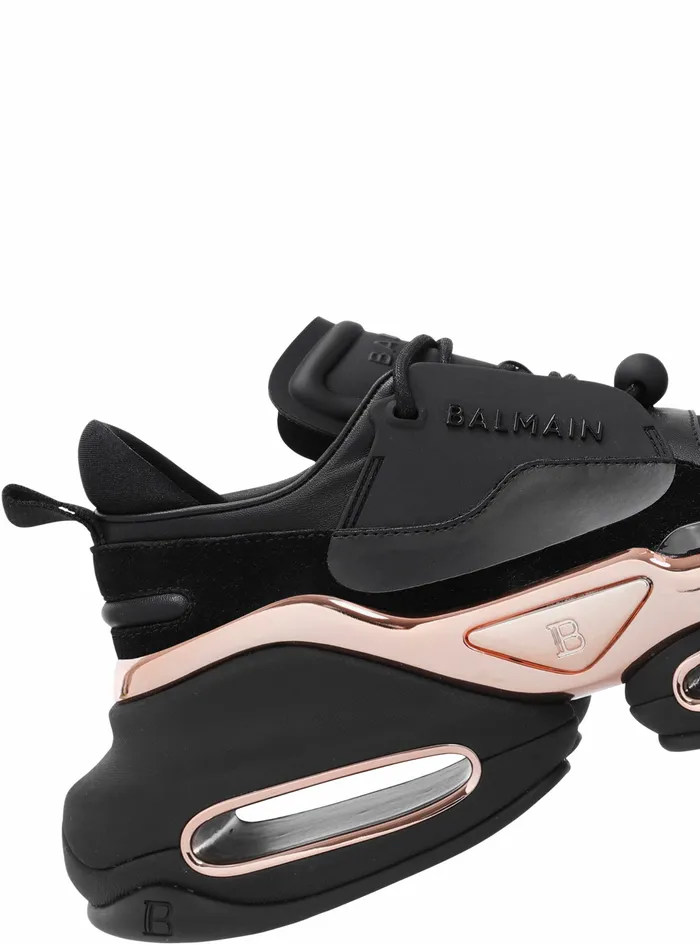 Balmain BBold Womens Leather Metal And Suede BBold LowTop Sneakers Black Balmain BBold Womens Leather Metal And Suede BBold LowTop Sneakers Black