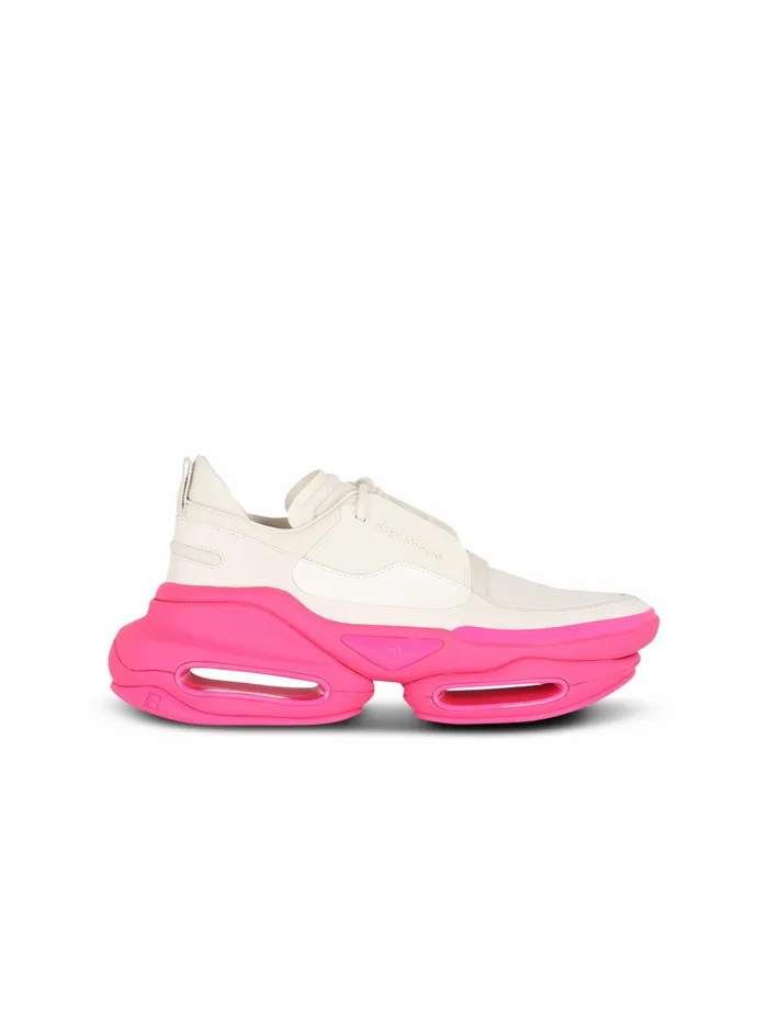 Balmain BBold Womens Leather Metal And Suede BBold LowTop Sneakers Pink