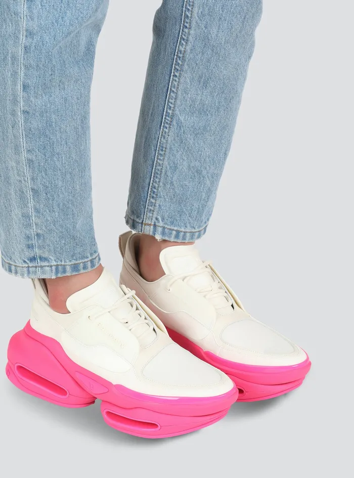 Balmain BBold Womens Leather Metal And Suede BBold LowTop Sneakers Pink Balmain BBold Womens Leather Metal And Suede BBold LowTop Sneakers Pink