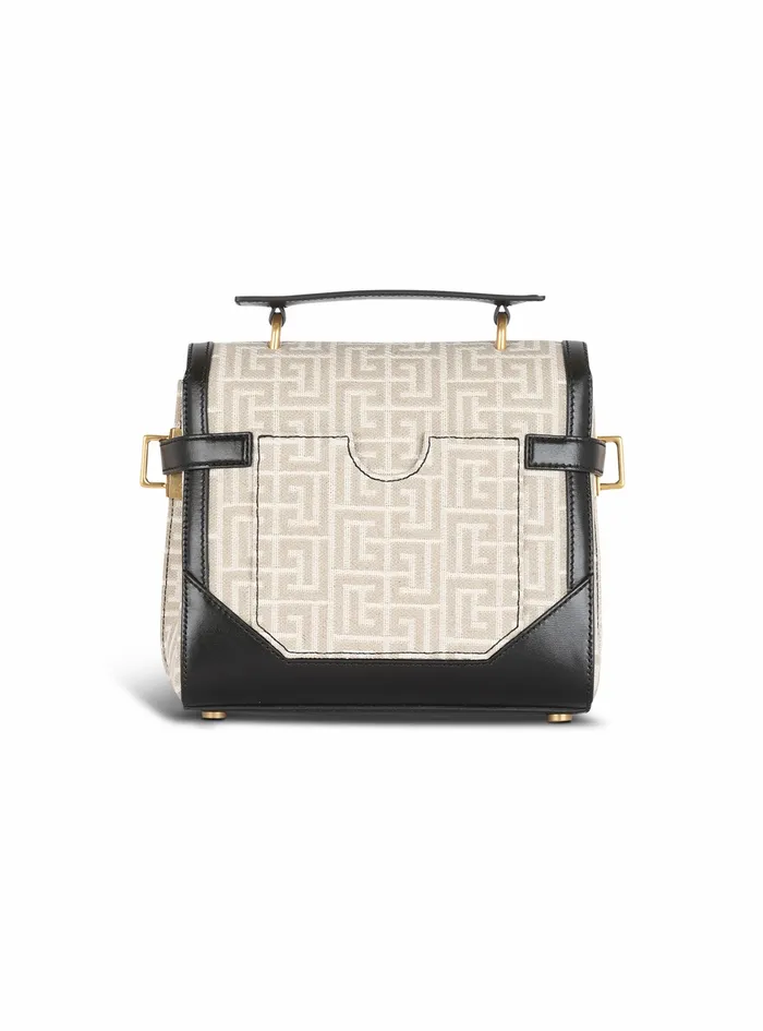 Balmain BBuzz Bags Womens Bicolor Jacquard BBuzz 23 Bag With Leather Panel White Balmain BBuzz Bags Womens Bicolor Jacquard BBuzz 23 Bag With Leather Panel White