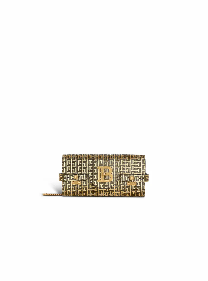 Balmain BBuzz Bags Womens Bicolor Leather BBuzz Clutch Bag Gold