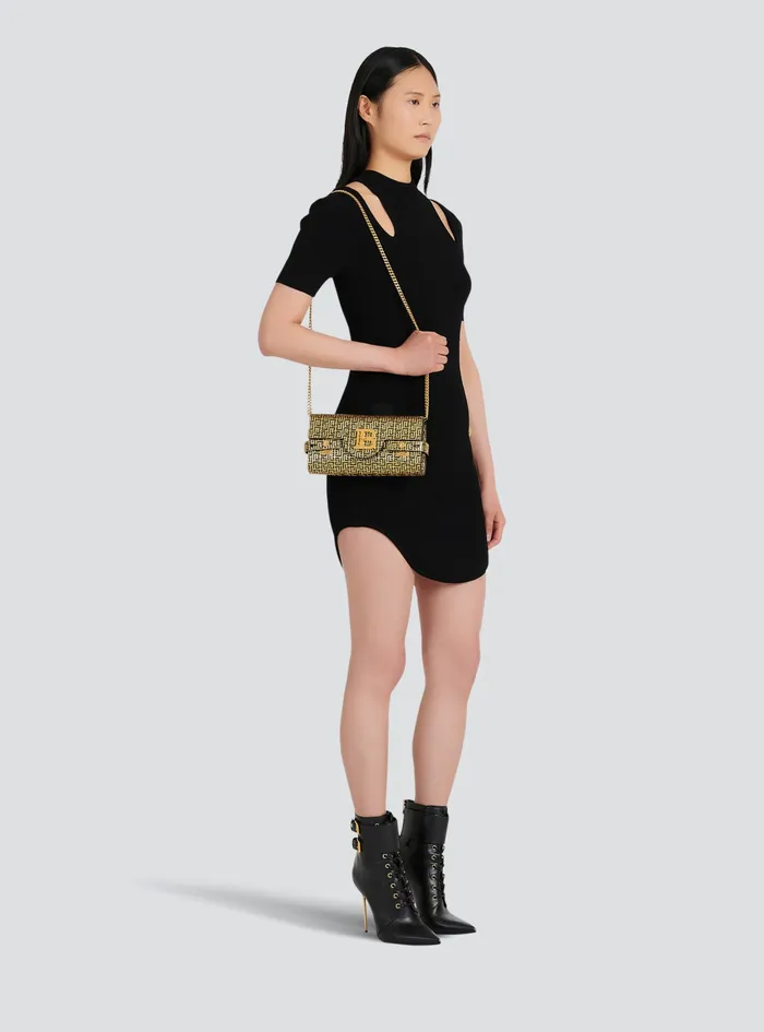 Balmain BBuzz Bags Womens Bicolor Leather BBuzz Clutch Bag Gold Balmain BBuzz Bags Womens Bicolor Leather BBuzz Clutch Bag Gold