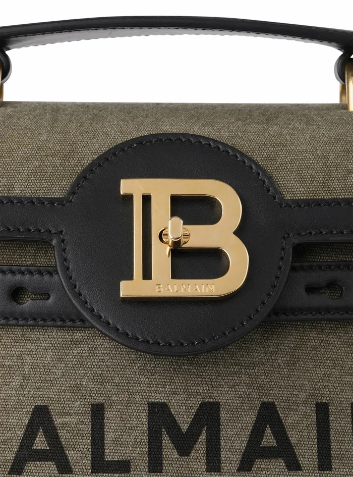 Balmain BBuzz Bags Womens Exclusive 8211 Canvas BBuzz 23 Bag With Leather Panels Khaki Balmain BBuzz Bags Womens Exclusive 8211 Canvas BBuzz 23 Bag With Leather Panels Khaki