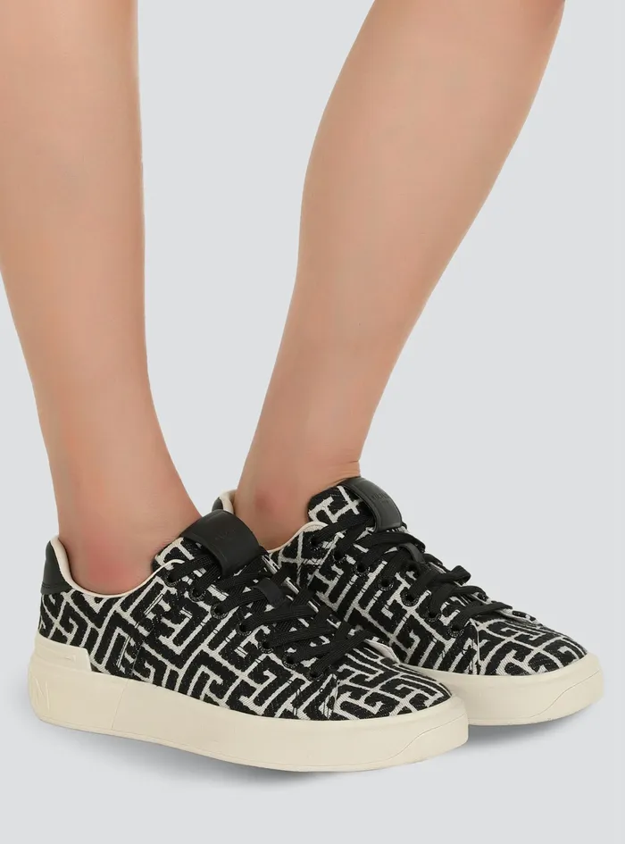 Balmain BCourt Womens Bicolor Jacquard BCourt Sneakers Black Balmain BCourt Womens Bicolor Jacquard BCourt Sneakers Black